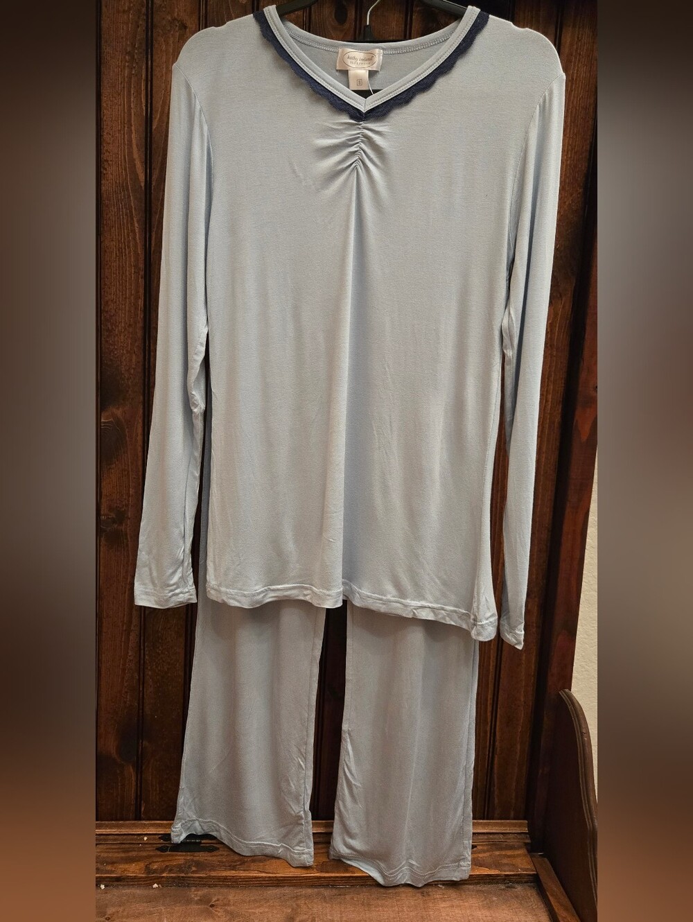 Kathy Ireland Women's Pjs Long Sleeve Sleep Top & Pant Set - Light Blue